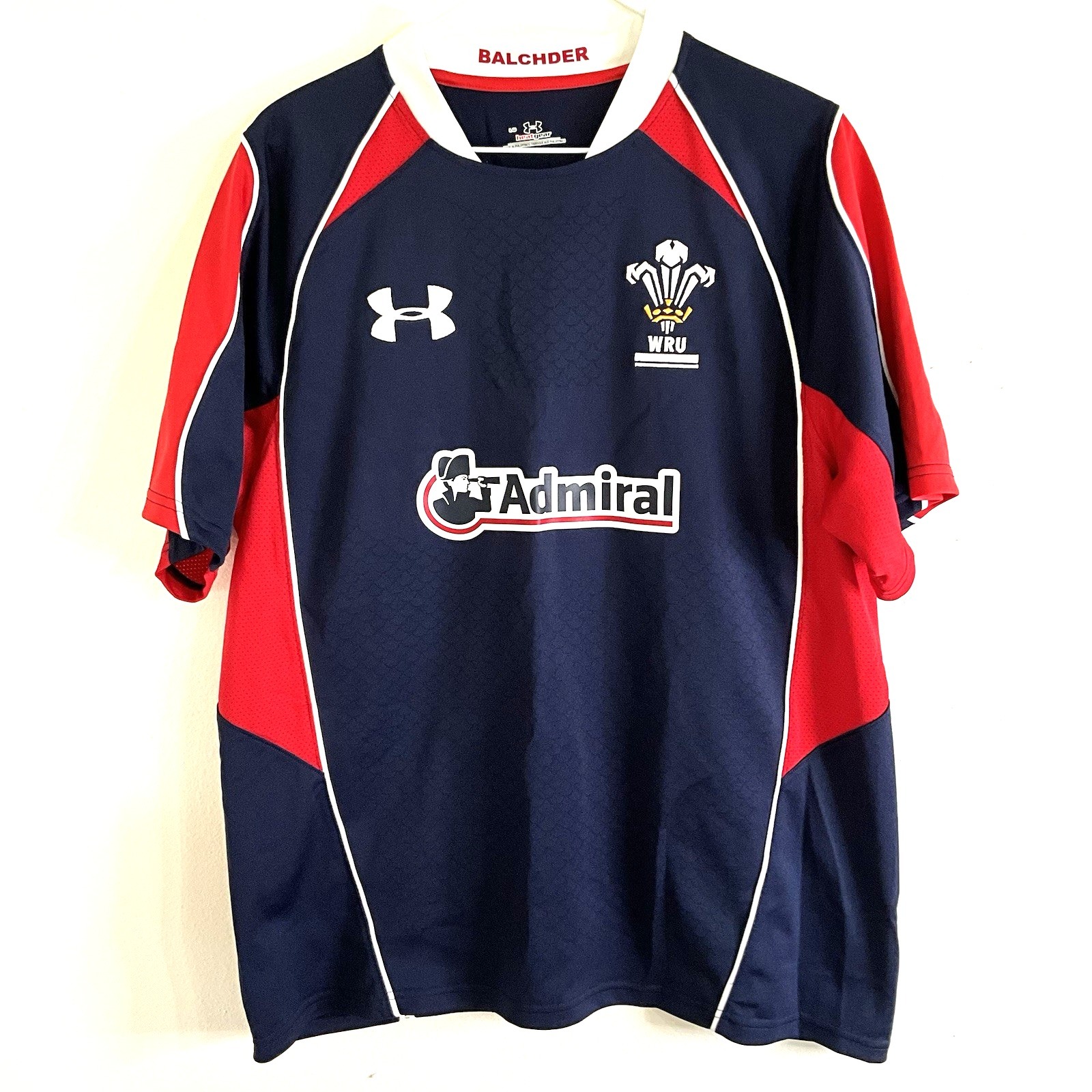 Under Armour Heat Gear Admiral Rugby Jersey Wru Logo Short Sleeve Men Size L